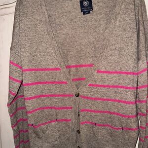 American Eagle Outfitters Gray and Pink Knit Cardigan